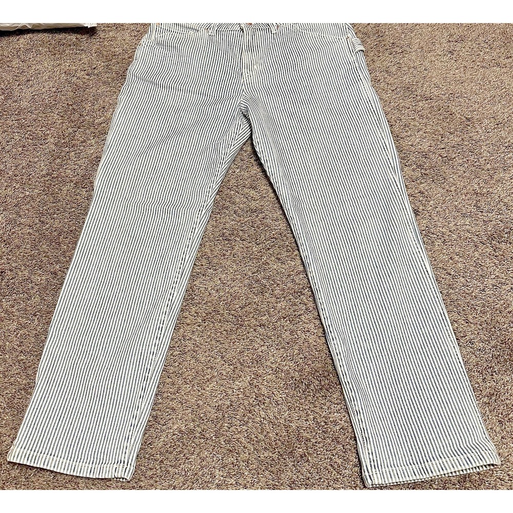 Porter Blue Peyton Painter striped straight-leg denim carpenter pants size 31